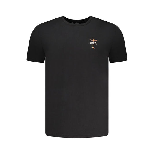 Activewear T-Shirt by Aeronautica Militare for men in stretch cotton black & print features an ergonomic design with , highlighting a ergonomic short-sleeve length and ergonomic crew neckline for a high-performance look.