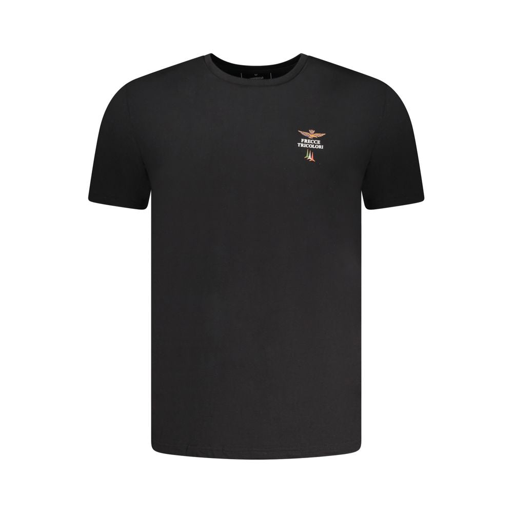 Activewear T-Shirt by Aeronautica Militare for men in stretch cotton black & print features an ergonomic design with , highlighting a ergonomic length and ergonomic crew neckline for a high-performance look.