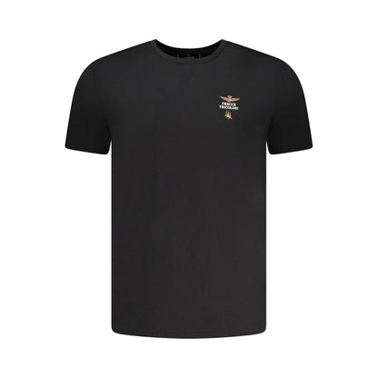 Activewear T-Shirt by Aeronautica Militare for men in stretch cotton black & print features an ergonomic design with , highlighting a ergonomic length and ergonomic crew neckline for a high-performance look.
