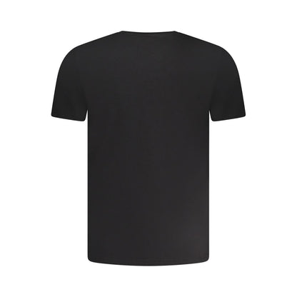 Activewear T-Shirt by Aeronautica Militare for men in stretch cotton black & print features a dynamic silhouette with and crew neckline enhanced by functional .