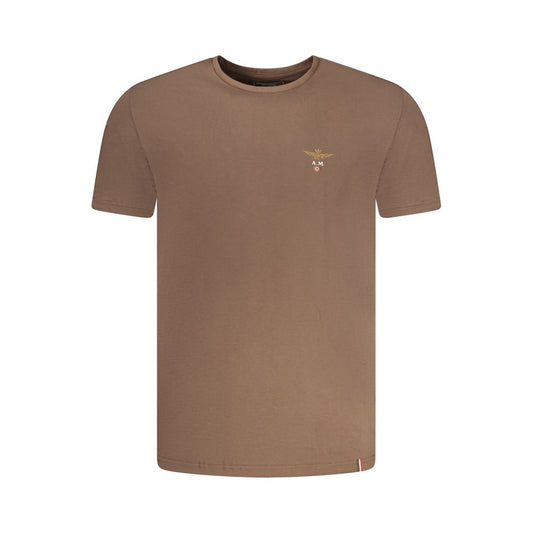 Activewear T-Shirt by Aeronautica Militare for men in stretch cotton brown & print features a sporty silhouette with and , showcasing innovative for a sporty finish.