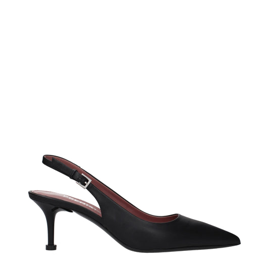 Platform Sandals Pumps Heels by Premiata for women in leather black features an captivating silhouette, showcasing the elegant Women's Leather Platform Sandals Pumps Heels design with a platform and a sophisticated .