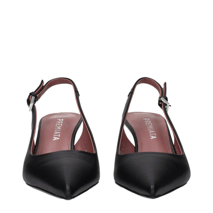 Platform Sandals Pumps Heels by Premiata for women in leather black features an effortlessly chic silhouette from the Women's Leather Platform Sandals Pumps Heels collection, showcasing a platform and effortlessly chic for a effortlessly chic look.