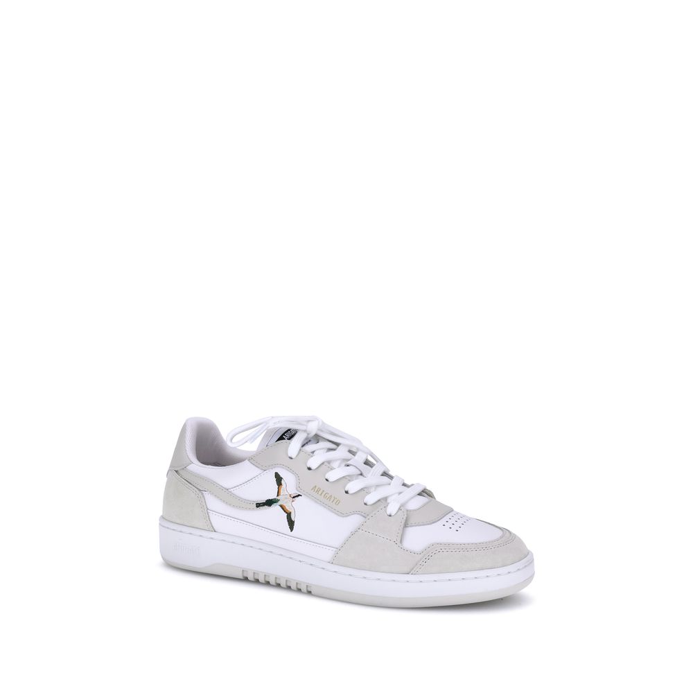 Sneakers by Axel Arigato for men in polyester & bos taurus suede calf leather gold & white features an timeless silhouette from the Men's Low Top Polyester & Bos Taurus Suede Calf Leather Sneakers collection, showcasing a signature low-top style with an timeless finish.