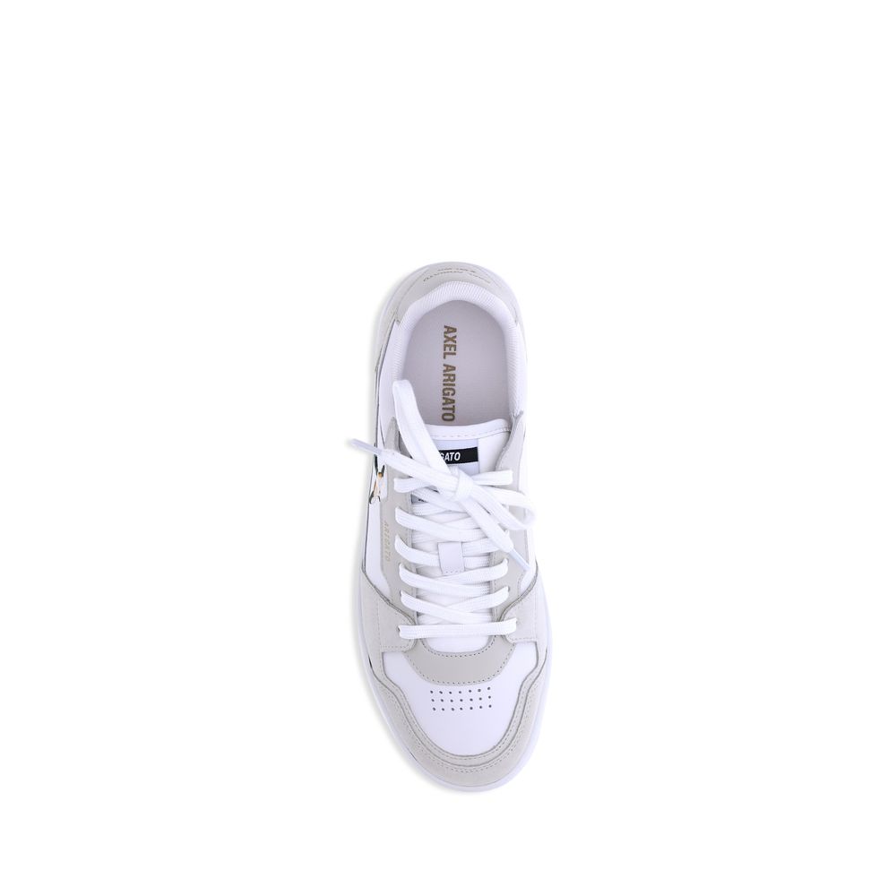 Sneakers by Axel Arigato for men in polyester & bos taurus suede calf leather gold & white features a chic design, perfectly showcasing the chic low-top style of this Men's Low Top Polyester & Bos Taurus Suede Calf Leather Sneakers.