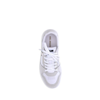 Sneakers by Axel Arigato for men in polyester & bos taurus suede calf leather gold & white features a chic design, perfectly showcasing the chic low-top style of this Men's Low Top Polyester & Bos Taurus Suede Calf Leather Sneakers.