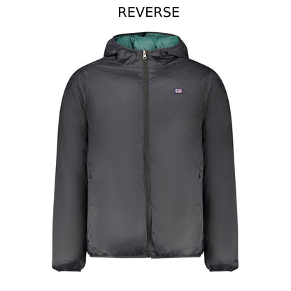Hooded Windbreaker Jacket by Norway 1963 for men in polyester black features an perennial silhouette with a refined hooded neckline and perennial pockets, hooded & windproof for a sophisticated weather-resistant look.