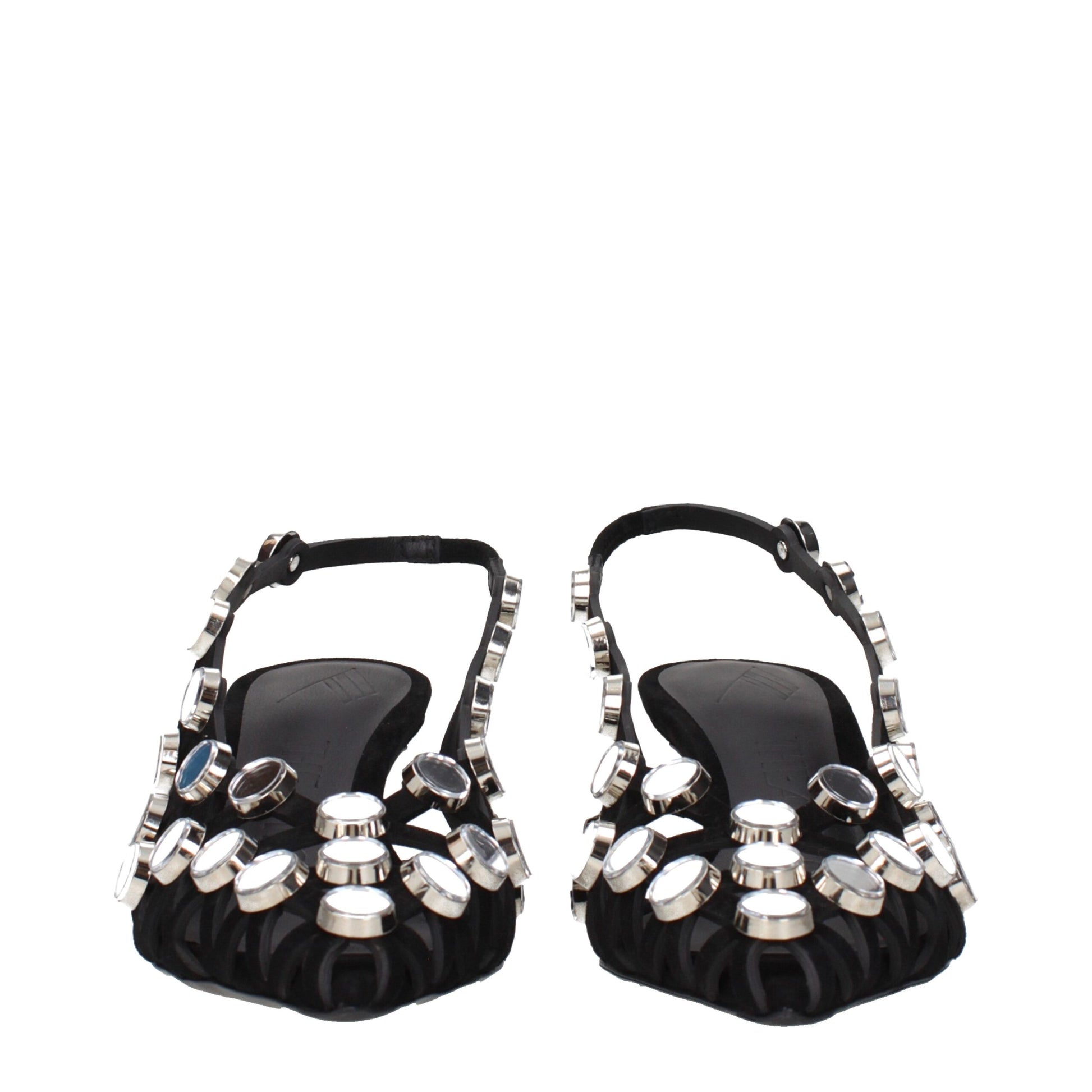 Stiletto Sandals by The Attico for women in suede leather black features an effortlessly chic silhouette from the Women's Suede Leather Stiletto Sandals collection, showcasing a effortlessly chic stiletto and elegant .