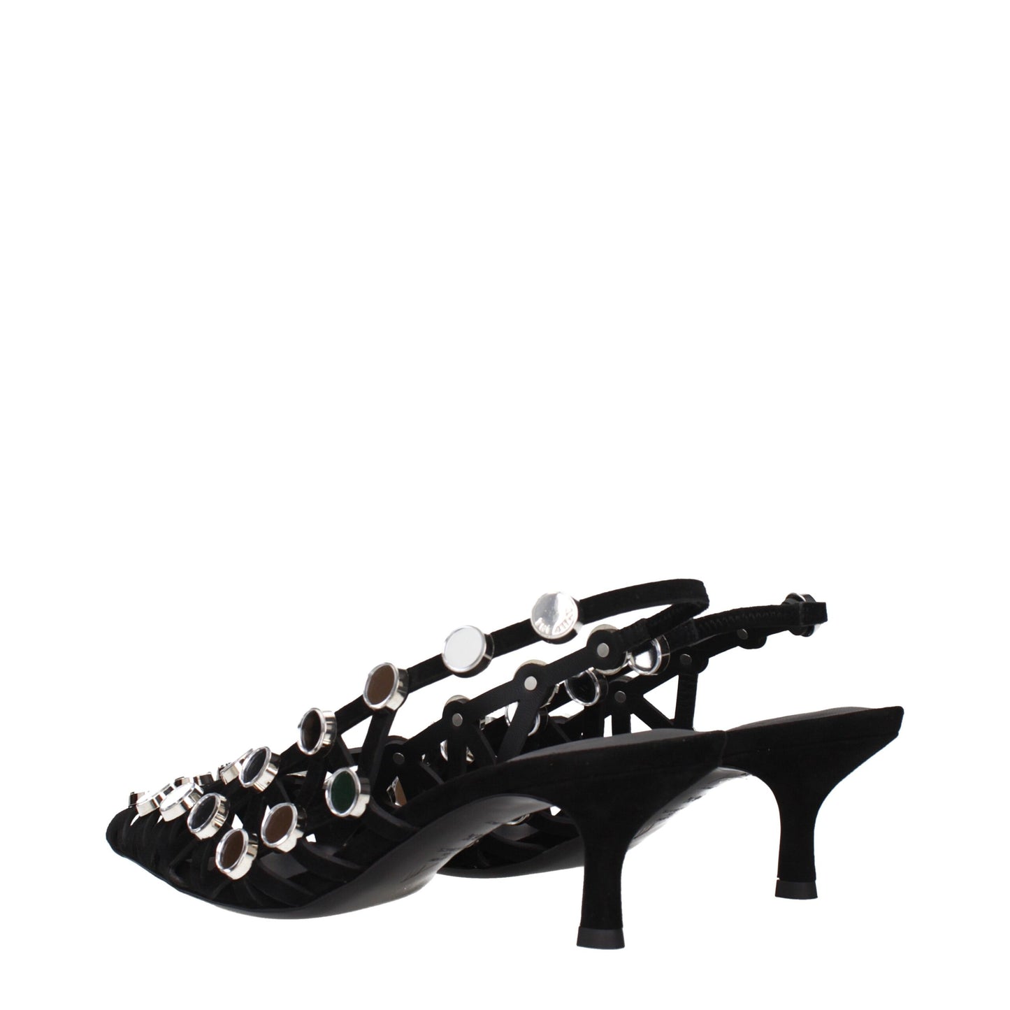 Stiletto Sandals by The Attico for women in suede leather and black presents a captivating silhouette, showcasing the signature style of the Women's Suede Leather Stiletto Sandals with a captivating stiletto and captivating .