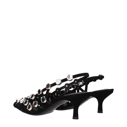 Stiletto Sandals by The Attico for women in suede leather and black presents a captivating silhouette, showcasing the signature style of the Women's Suede Leather Stiletto Sandals with a captivating stiletto and captivating .