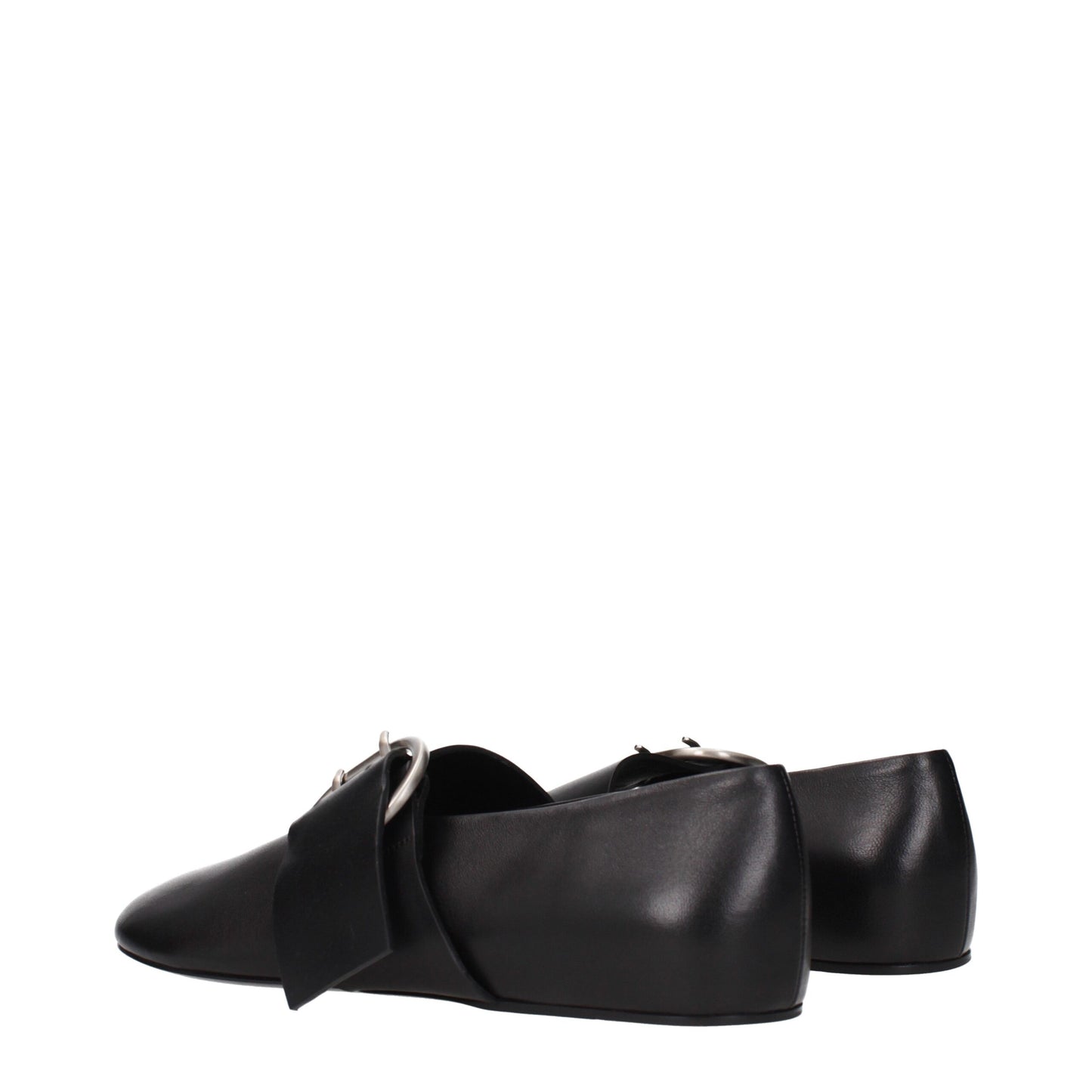 Ballet Flat Shoes by Jil Sander for women in leather black presents a effortless chic silhouette, showcasing the Women's Leather Ballet Flat Shoes design with a effortless chic and for a sophisticated look.