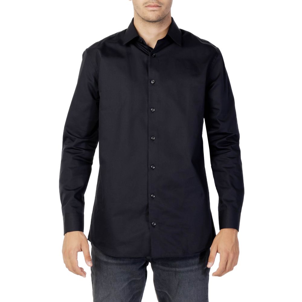 Shirt by Selected for men in cotton black, featuring a nuanced long-sleeve and nuanced for a sophisticated finish.