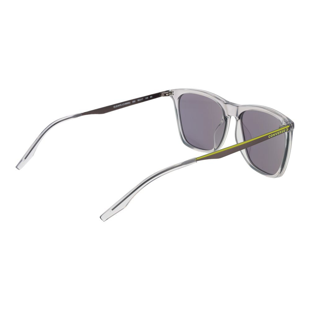 Sunglasses by Converse for men in metal and gray featuring an opulent full-rim square frame design with a sophisticated gray coloured frame finish and high-performance mirrored category-3-dark-tint lens.