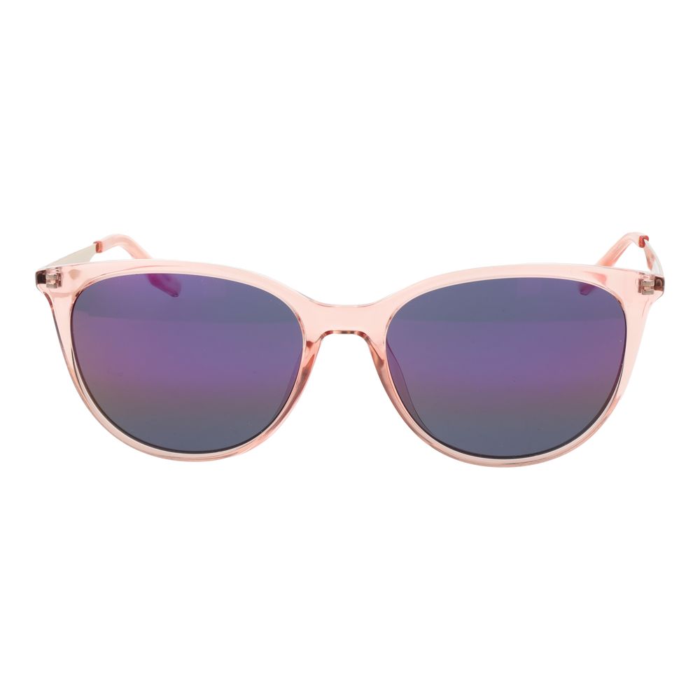 Sunglasses by Converse for women in metal pink showcases a ethereal silhouette, featuring rose coloured frame full-rim panto frame design with mirrored category-3-dark-tint lens for a ethereal finish.