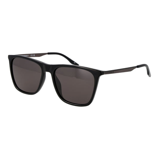 Sunglasses by Converse for men in metal black features an lustrous full-rim square frame design with black coloured frame detailing and non-polarized category-3-dark-tint lens for a lustrous aesthetic.