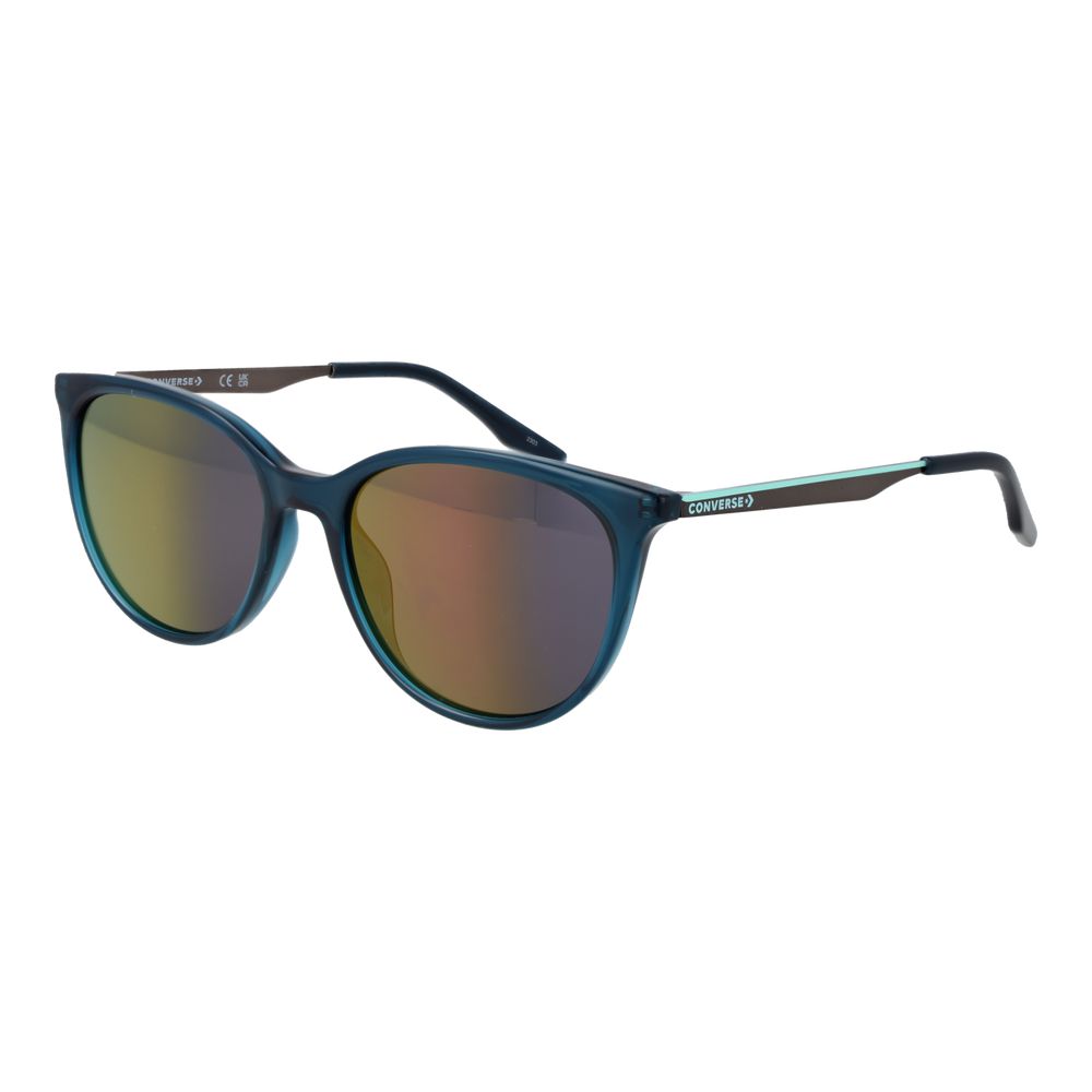 Sunglasses by Converse for women in metal and turquoise featuring an opulent full-rim cat-eye frame design with a sophisticated turquoise coloured frame finish and high-performance mirrored category-3-dark-tint lens.