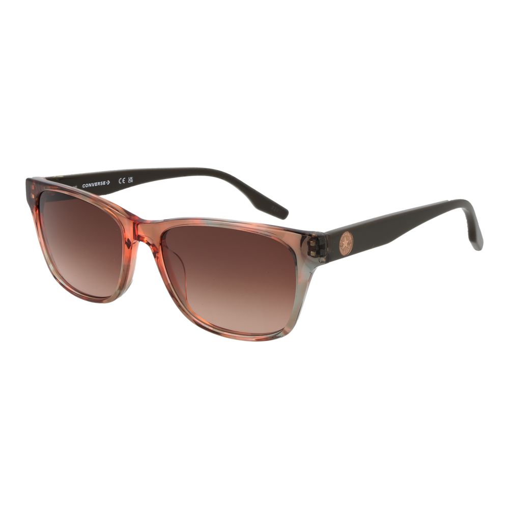 Sunglasses by Converse for women in acetate and rose-gold presents a sumptuous silhouette, featuring rose-gold coloured frame and rectangle full-rim frame design with non-polarized category-2-medium-tint lens for a sumptuous look.