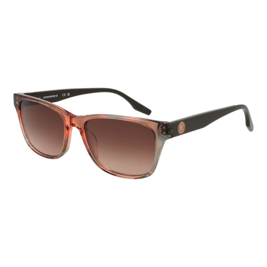 Sunglasses by Converse for women in acetate and rose-gold presents a sumptuous silhouette, featuring rose-gold coloured frame and rectangle full-rim frame design with non-polarized category-2-medium-tint lens for a sumptuous look.