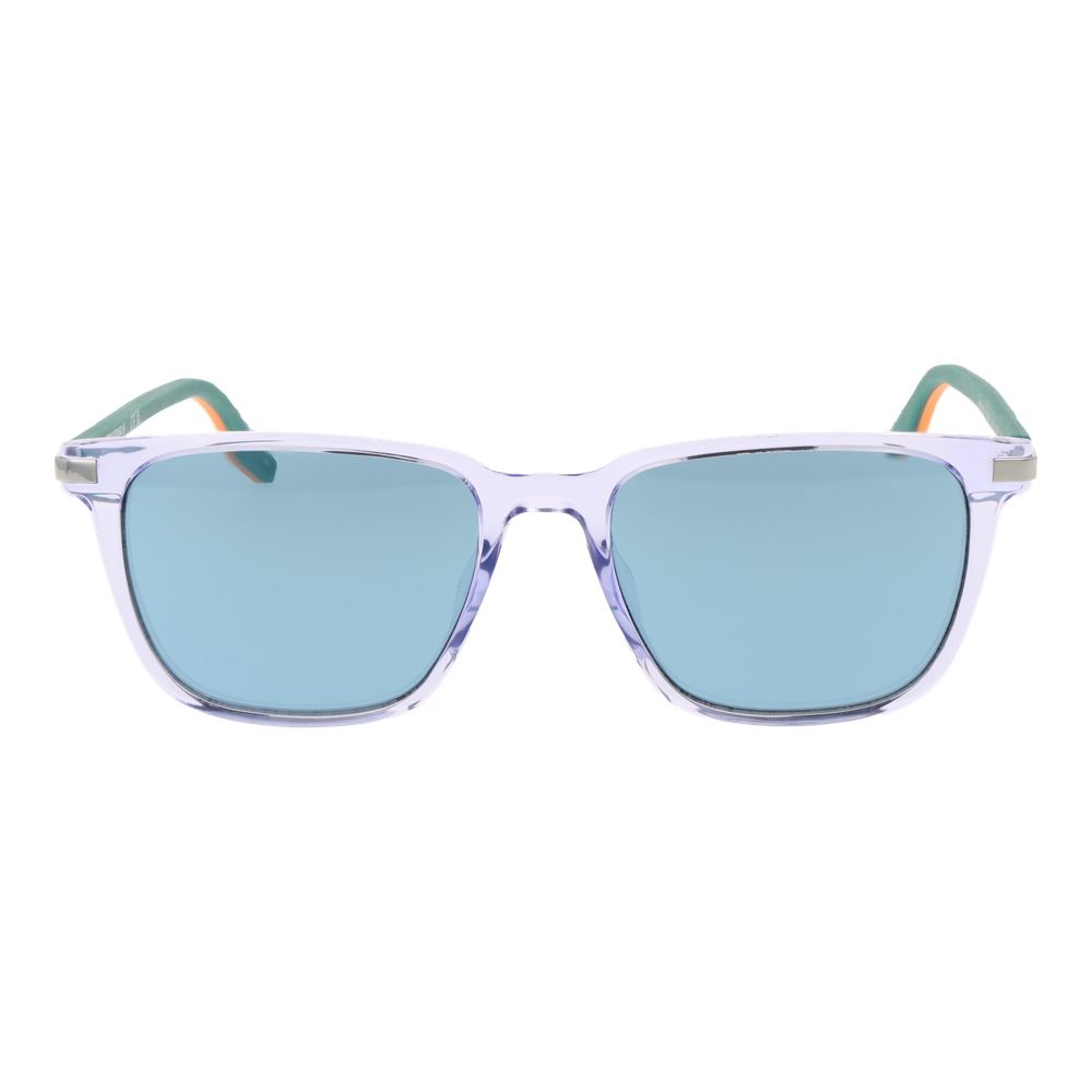 This Sunglasses by Converse for unisex in rubber blue presents a sumptuous silhouette, showcasing a sumptuous full-rim square frame design in blue coloured frame and high-performance mirrored category-2-medium-tint lens.