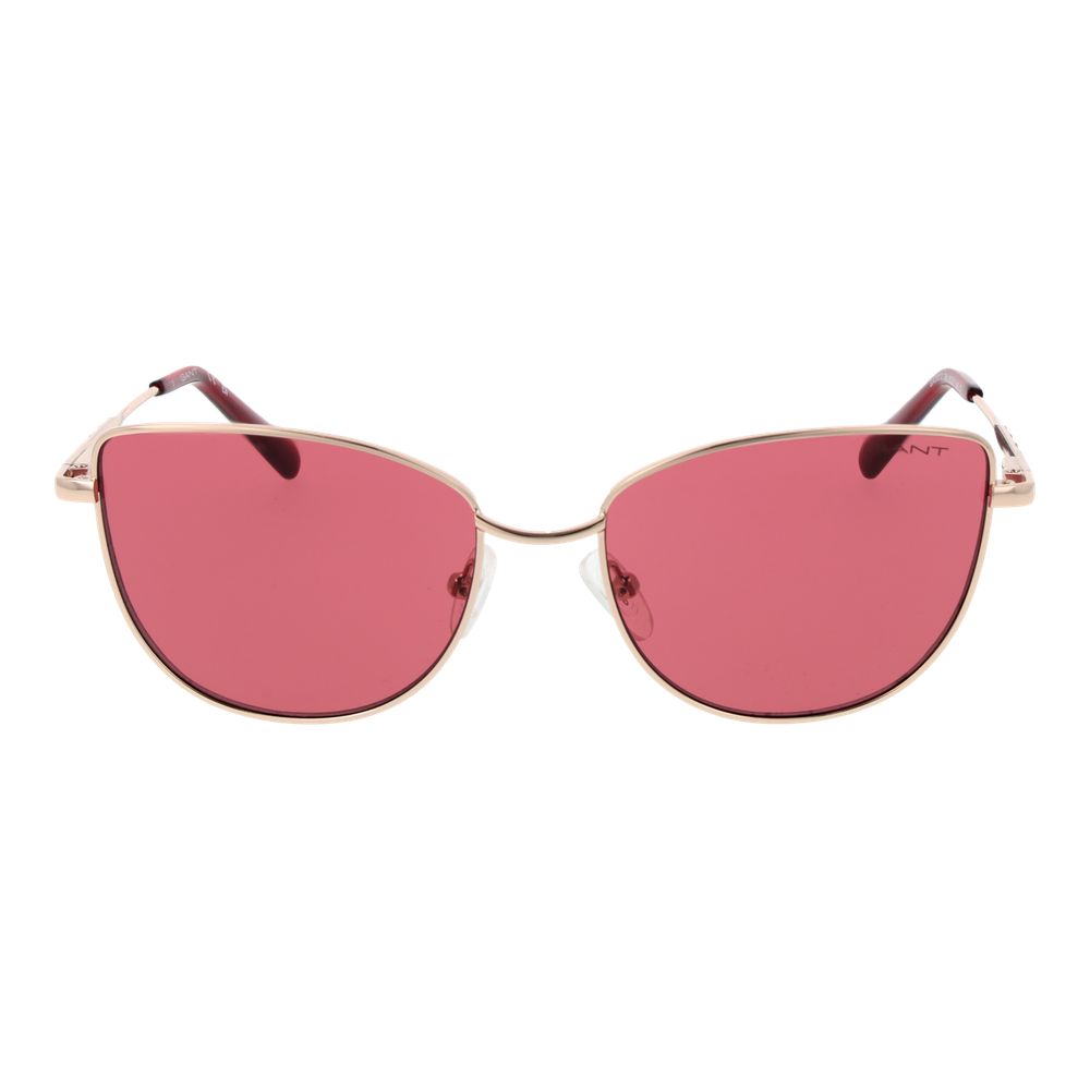Sunglasses by Gant for women in metal and rose-gold presents a sumptuous silhouette, featuring rose-gold coloured frame and full-rim cat-eye frame design with non-polarized category-2-medium-tint lens for a sumptuous look.