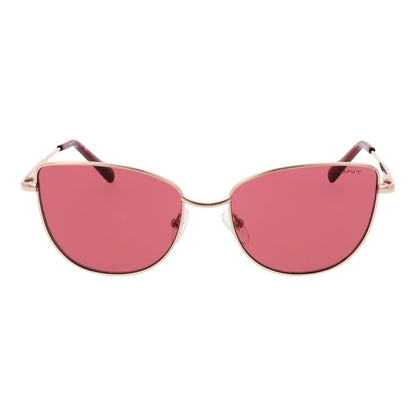 Sunglasses by Gant for women in metal and rose-gold presents a sumptuous silhouette, featuring rose-gold coloured frame and full-rim cat-eye frame design with non-polarized category-2-medium-tint lens for a sumptuous look.