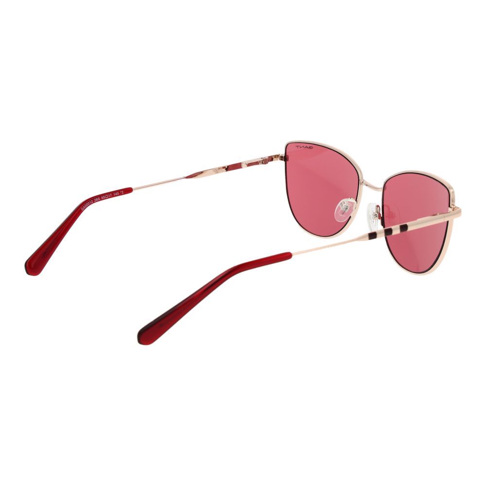 Sunglasses by Gant for women in metal rose-gold showcases a ethereal silhouette, featuring rose-gold coloured frame full-rim cat-eye frame design with non-polarized category-2-medium-tint lens for a ethereal finish.