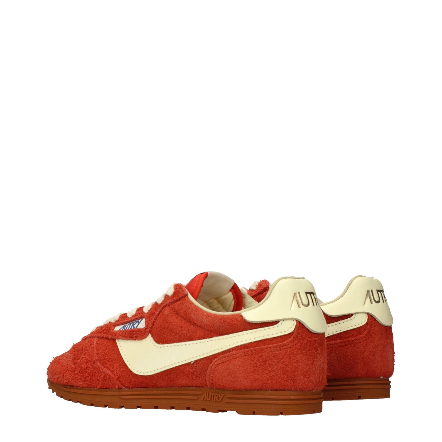 Sneakers by Autry for women in suede leather orange features a chic design, perfectly showcasing the chic fashion style of this Women's Fashion Suede Leather Sneakers.