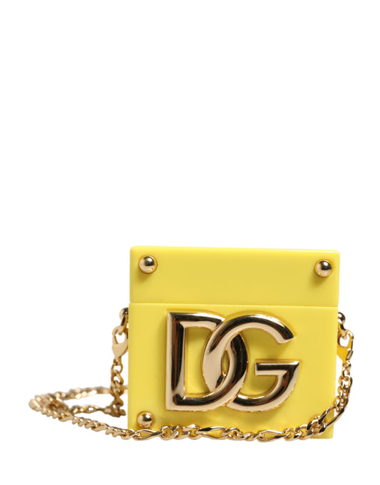 Dolce & Gabbana Calf Leather Polycarbonate & Poly Methyl Methacrylate Earbuds Carrying Case - Gold Yellow