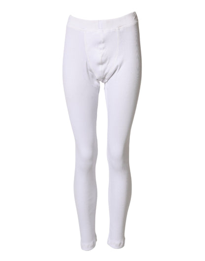 Dolce & Gabbana Men's Regular Fit Leggings Oversized Mid Rise Cotton - White