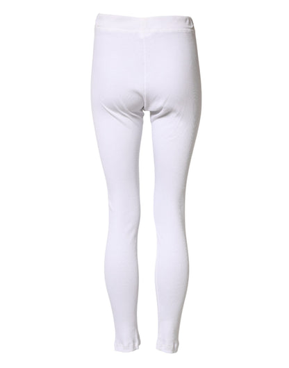 Dolce & Gabbana Men's Regular Fit Leggings Oversized Mid Rise Cotton - White
