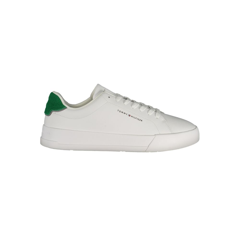Sneakers by Tommy Hilfiger for men in polyester polyurethane leather green & white features a sumptuous design, perfectly showcasing the sumptuous low-top style of this Men's Low-Top Polyester Polyurethane Leather Sneakers.