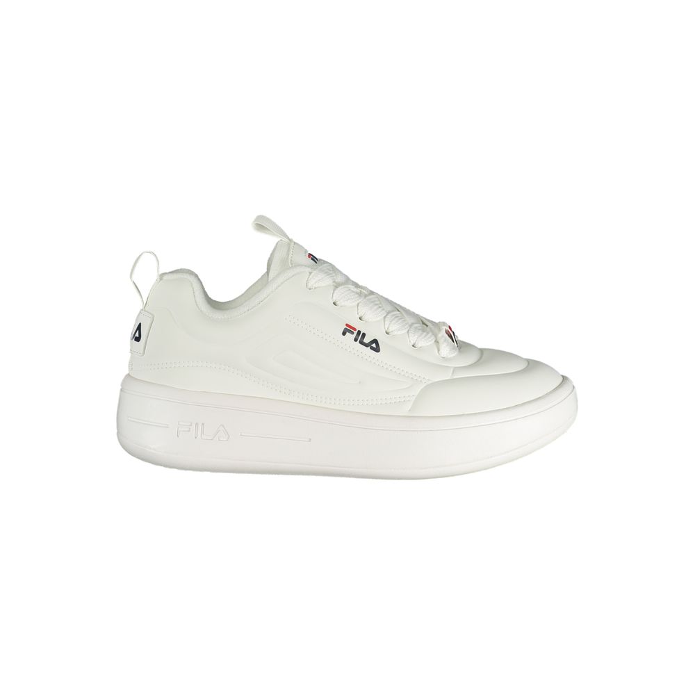 Sneakers by Fila for women in polyester & polyurethane white features an opulent silhouette from the Women's Low-Top Polyester & Polyurethane Sneakers collection, showcasing a signature low-top style with an opulent finish.