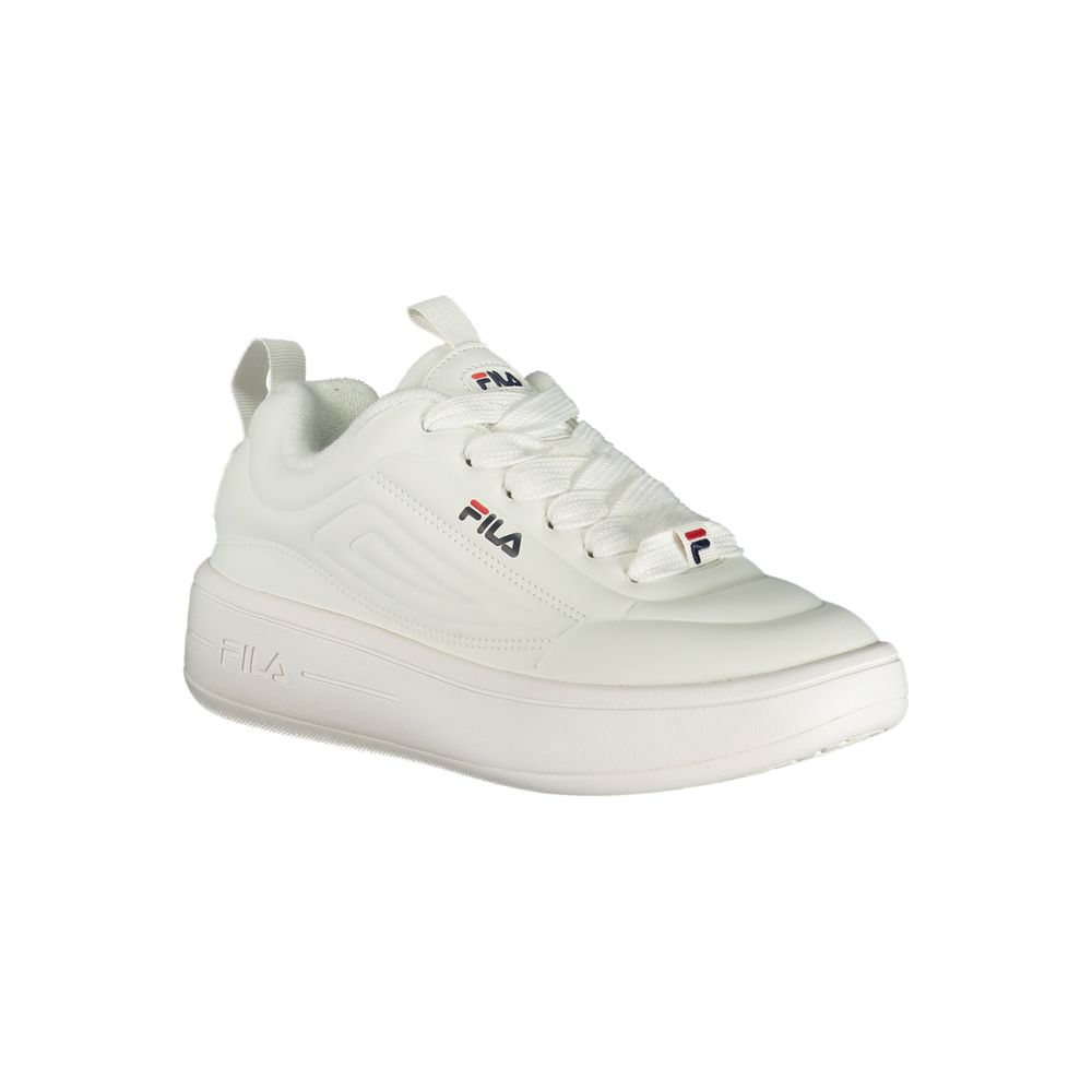 Sneakers by Fila for women in polyester & polyurethane white presents a sumptuous silhouette from the Women's Low-Top Polyester & Polyurethane Sneakers collection, showcasing a sumptuous low-top style for an elevated aesthetic.