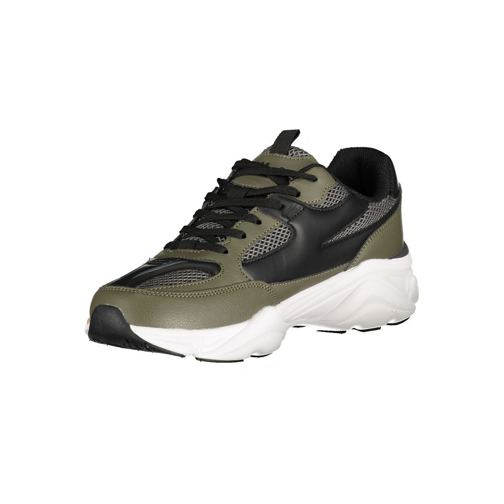 Athletic Sneakers by Fila for men in polyester & polyurethane green presents a sleek silhouette, perfectly capturing the athletic style essence of Men's Athletic Polyester & Polyurethane Sneakers with its sleek design and premium finish.