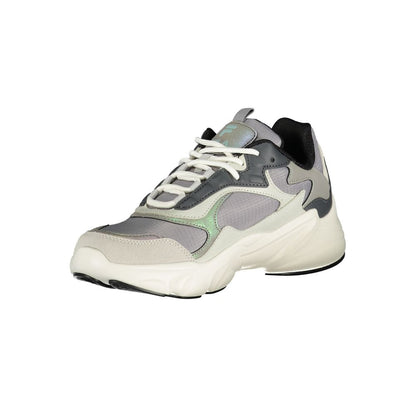 Athletic Sneakers by Fila for women in polyester & polyethylene gray & violet features an stately silhouette, showcasing the signature athletic style of the Women's Athletic Polyester & Polyethylene Sneakers collection with a truly stately finish.
