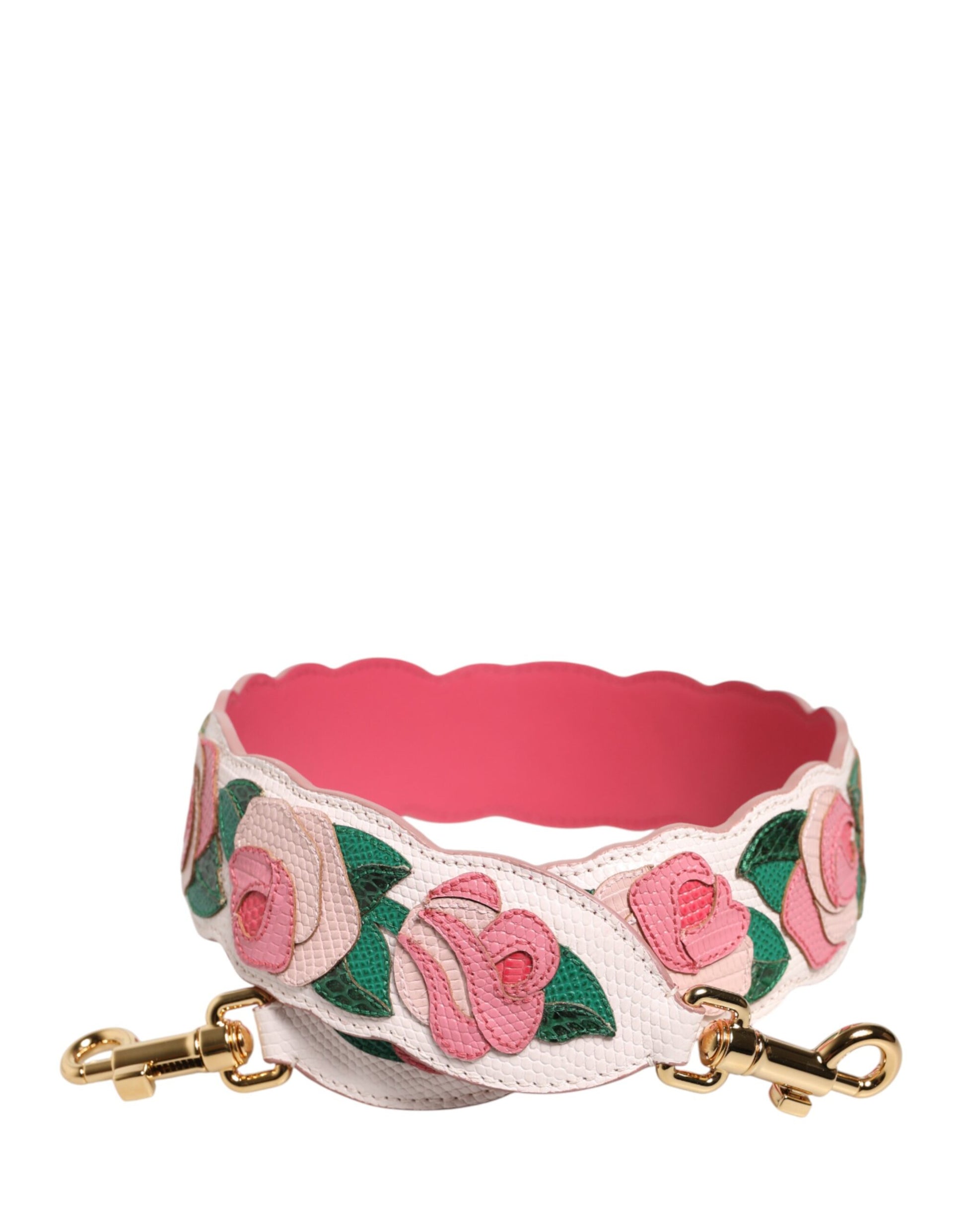 Shoulder Strap by Dolce & Gabbana for women in ayers calf leather gold, multicolor, white & floral features a chic design, presenting a refined view of the Ayers Calf Leather Shoulder Strap with a chic finish.