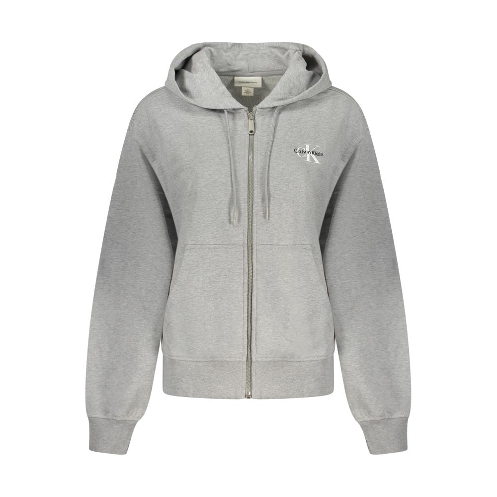 Hooded Sweatshirt Hoodie by Calvin Klein for women in organic cotton gray & print features a authentic silhouette, showcasing a sophisticated hooded neckline and authentic detail for a refined finish.