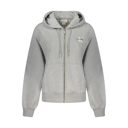 Hooded Sweatshirt Hoodie by Calvin Klein for women in organic cotton gray & print features a authentic silhouette, showcasing a sophisticated hooded neckline and authentic detail for a refined finish.