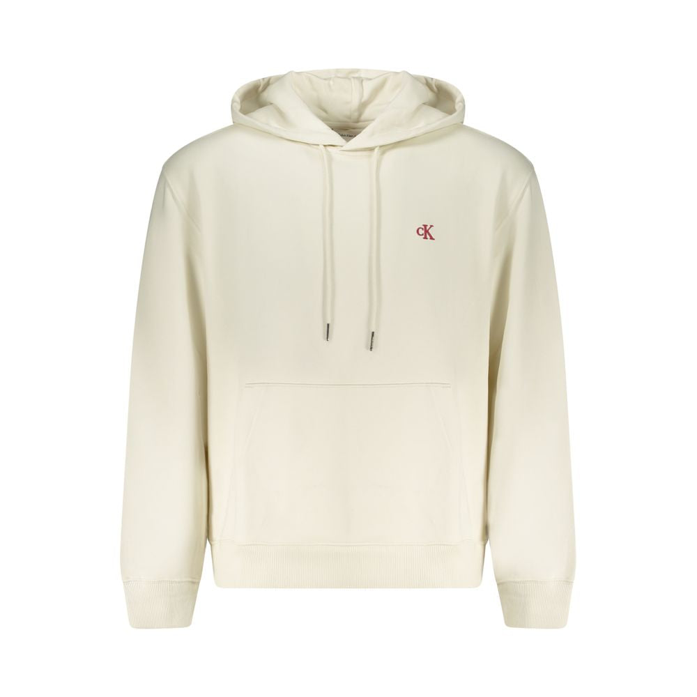 Hooded Sweatshirt Hoodie by Calvin Klein for men in cotton white features an avant-garde silhouette, showcasing a sophisticated wrap hooded neckline and long-sleeve detail for a truly avant-garde finish.