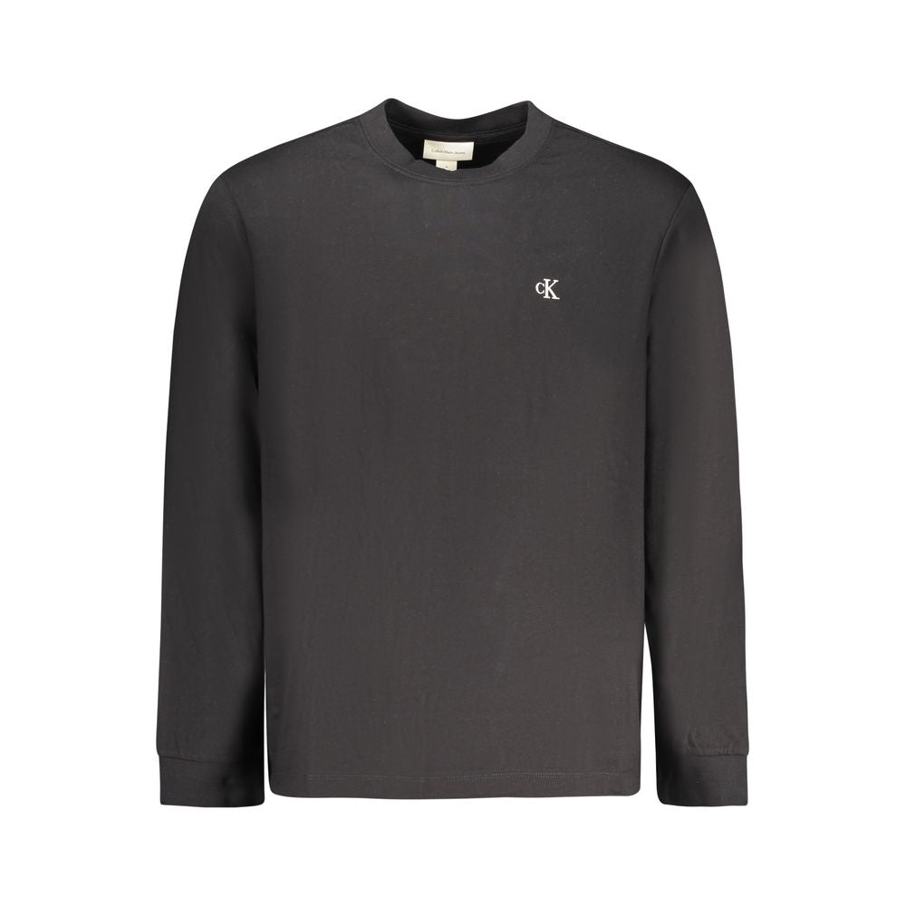 T-Shirt by Calvin Klein for men in cotton black & signature showcases a unassuming silhouette, artfully detailed with a refined crew neckline and unassuming long-sleeve for a sophisticated, contemporary look.