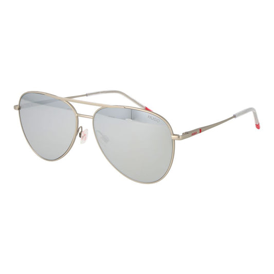 Sunglasses by Hugo Boss for men in polyester & polyurethane and gray & silver featuring an opulent aviator full-rim frame design with a sophisticated silver coloured frame finish and high-performance category-3-dark-tint mirrored lens.