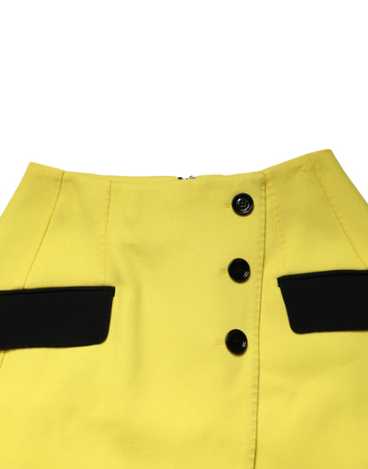 Dolce & Gabbana Women's High Rise Virgin Wool Silk & Polyamide Mini Skirt - Yellow