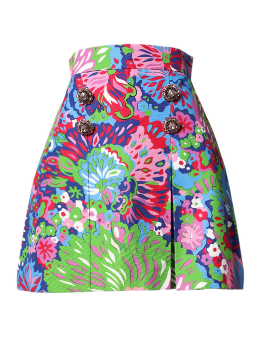 Dolce & Gabbana Women's High Rise Cotton Short Trousers - Multicolor Floral Print