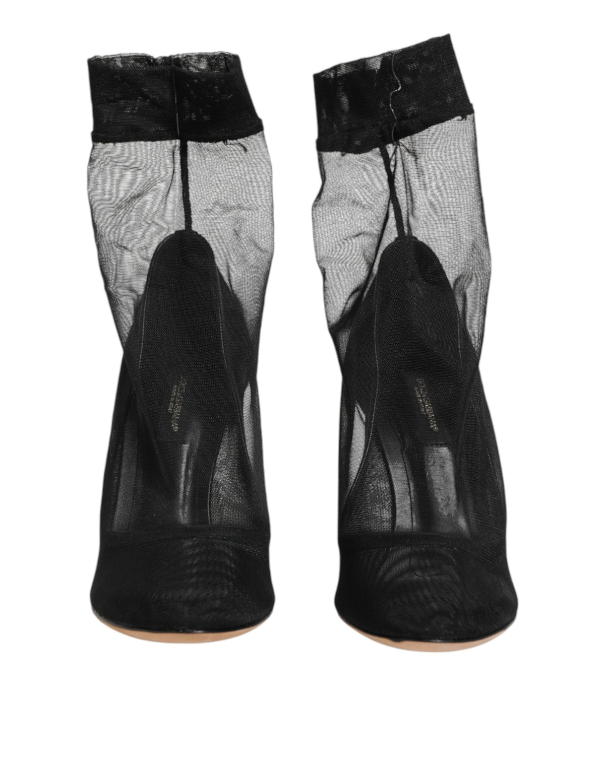 Dolce & Gabbana Women's Nylon Polyamide Calf & Goat Leather High-Heel Sock Ankle Short Boots - Black