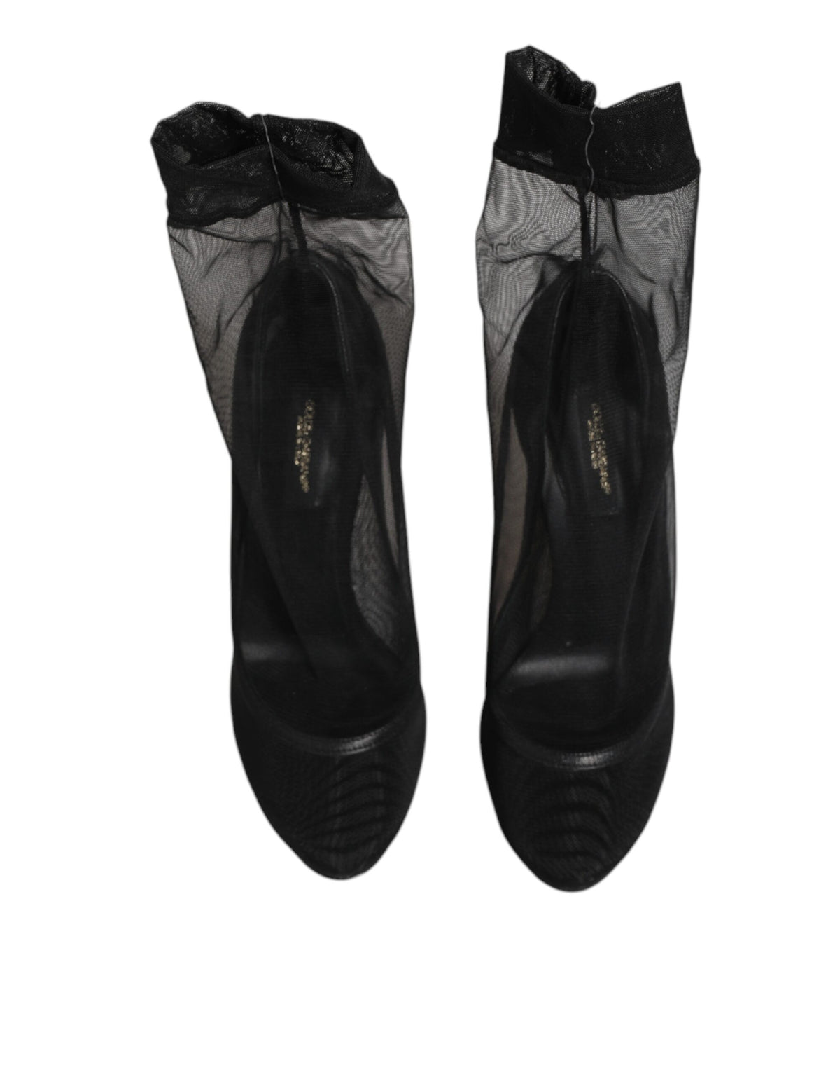 Dolce & Gabbana Women's Nylon Polyamide Calf & Goat Leather High-Heel Sock Ankle Short Boots - Black