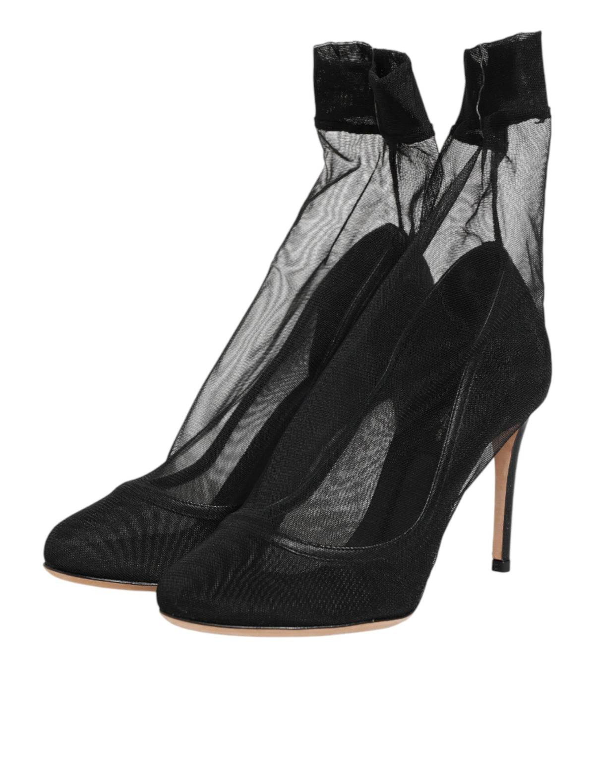 Dolce & Gabbana Women's Nylon Polyamide Calf & Goat Leather High-Heel Sock Ankle Short Boots - Black
