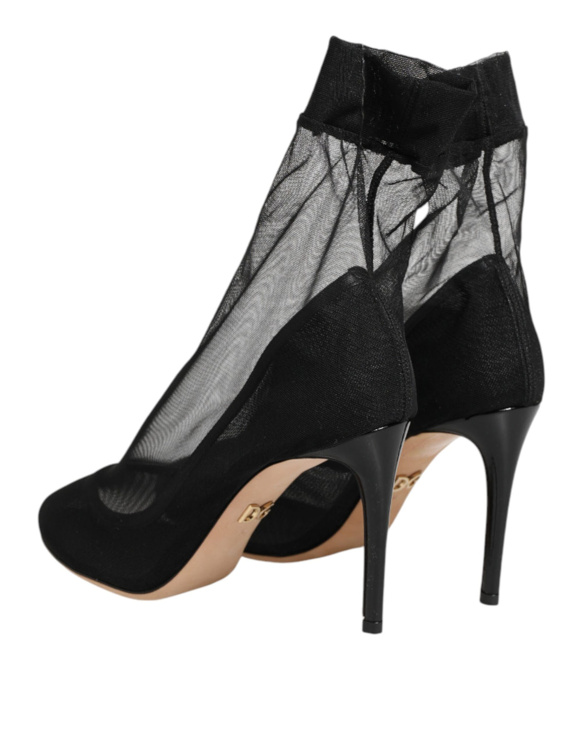 Dolce & Gabbana Women's Nylon Polyamide Calf & Goat Leather High-Heel Sock Ankle Short Boots - Black