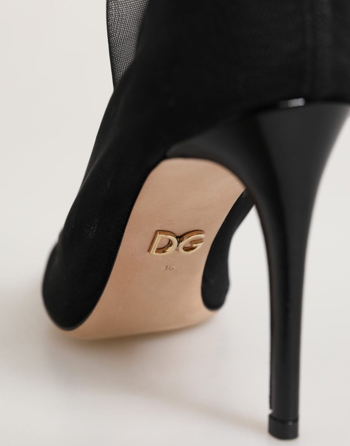 Dolce & Gabbana Women's Nylon Polyamide Calf & Goat Leather High-Heel Sock Ankle Short Boots - Black
