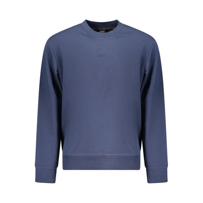 Sweatshirt by Hugo Boss for men in cotton blue & print presents a smart casual silhouette, featuring a smart casual crew neckline and for a sophisticated look.
