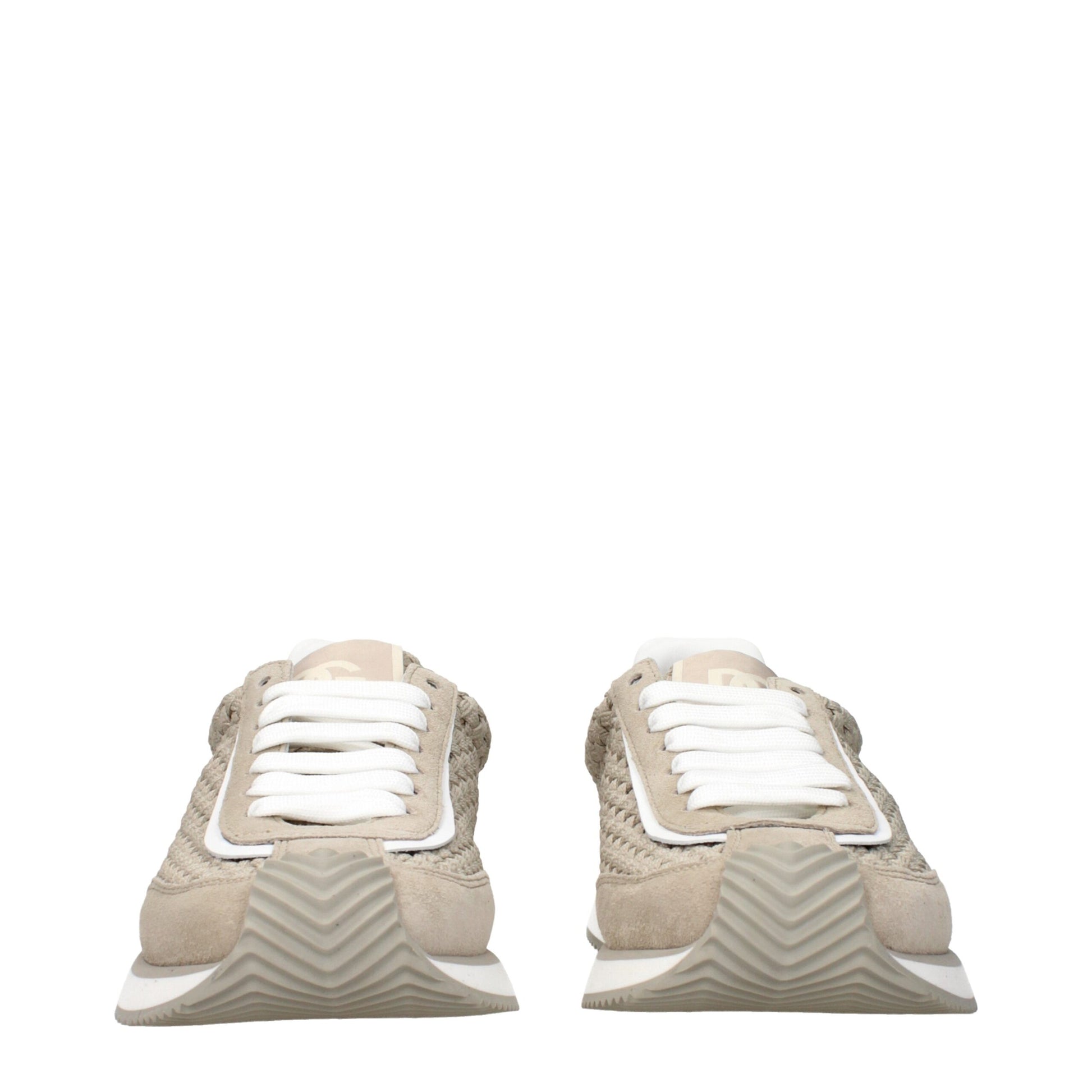 Sneakers by Dolce & Gabbana for men in fabric beige features a chic design, perfectly showcasing the chic low-top style of this Men's Low Top Fabric Sneakers.